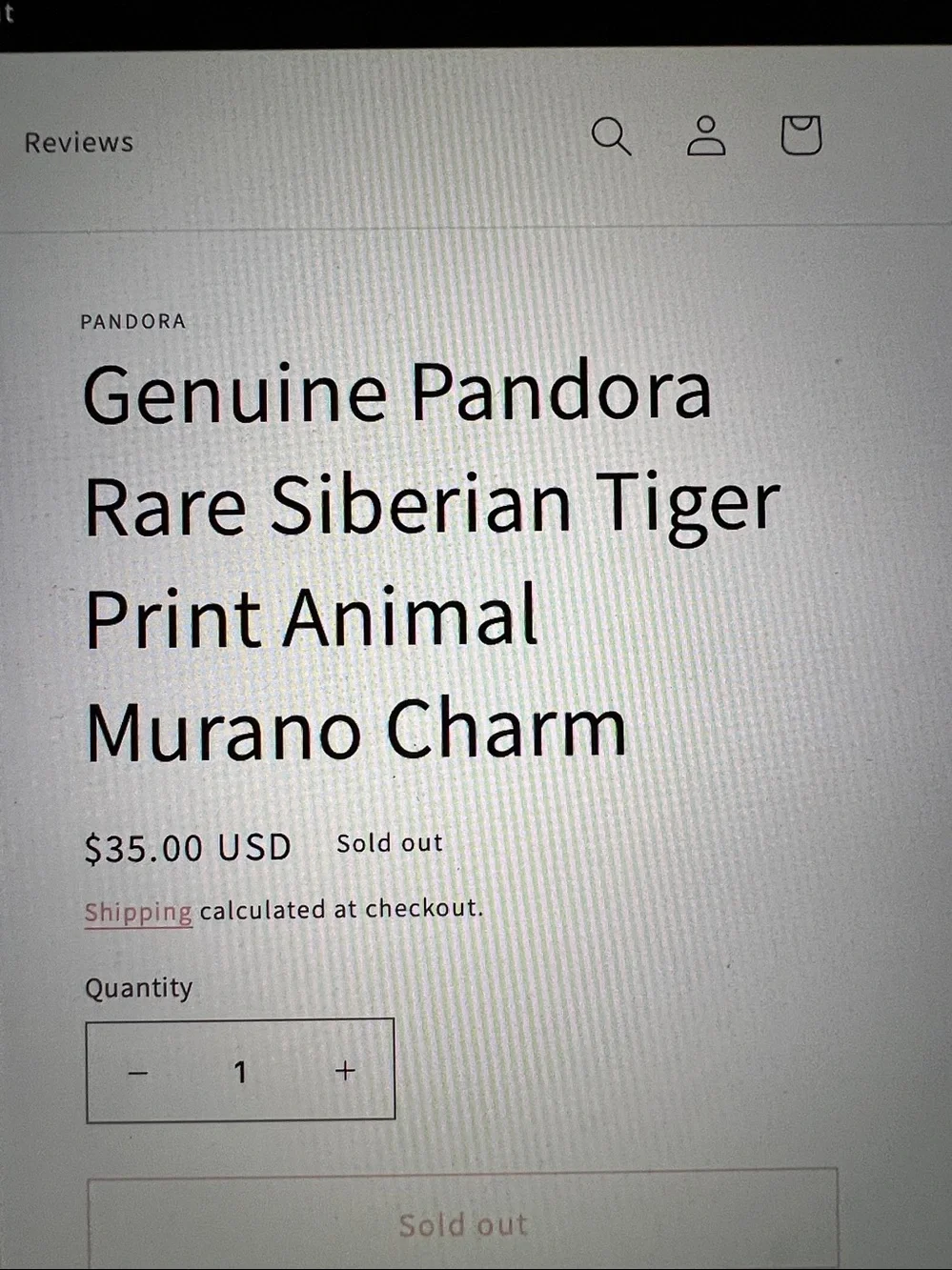 Pandora Siberian Tiger Murano Charm